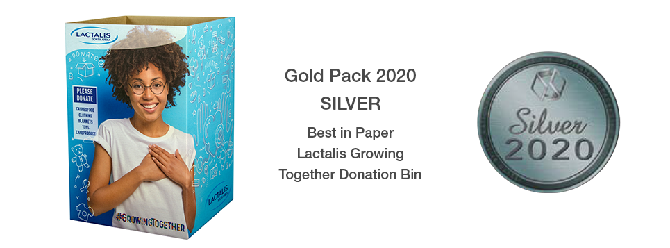 Gold Pack 2020 SILVER Best in Paper Lactalis Growing Together Donation Bin [award]